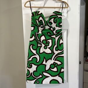 Like New Milly strapless green printed woven dress